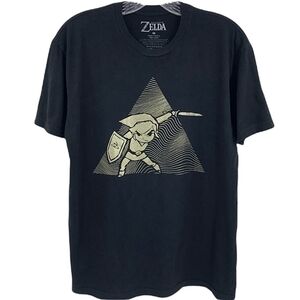 Nintendo The Legend of Zelda M Black Gold T-Shirt with Link & the Triforce